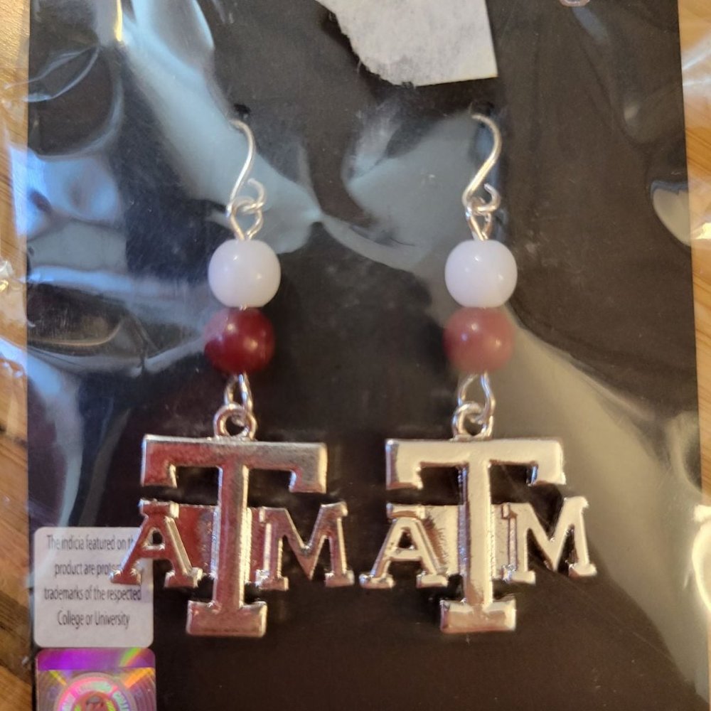 Texas A&M silver earrings